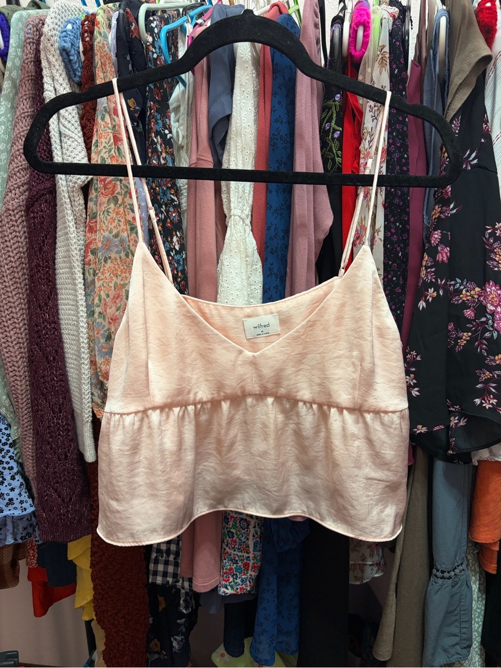 Wilfred by Aritzia Pale Blush Satin Camisole